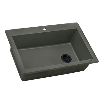 Ruvati 33 x 22 inch Granite Composite Drop-in Topmount Single Bowl Kitchen Sink - Juniper Green - RVG1033RN Ruvati