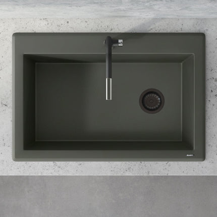 Ruvati 33 x 22 inch Granite Composite Drop-in Topmount Single Bowl Kitchen Sink - Juniper Green - RVG1033RN Ruvati