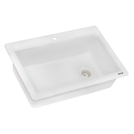 Ruvati 33 x 22 inch epiGranite Drop-in Topmount Granite Composite Single Bowl Kitchen Sink - Arctic White - RVG1033WH Ruvati