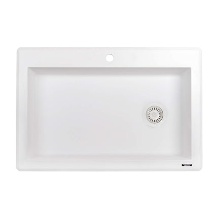 Ruvati 33 x 22 inch epiGranite Drop-in Topmount Granite Composite Single Bowl Kitchen Sink - Arctic White - RVG1033WH Ruvati
