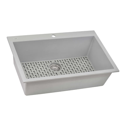 Ruvati 33 x 22 inch epiGranite Drop-in Topmount Granite Composite Single Bowl Kitchen Sink - Silver Gray - RVG1080GR Ruvati