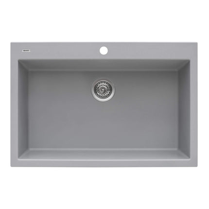 Ruvati 33 x 22 inch epiGranite Drop-in Topmount Granite Composite Single Bowl Kitchen Sink - Silver Gray - RVG1080GR Ruvati
