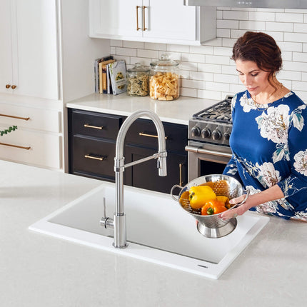 Ruvati 33 x 22 inch epiGranite Drop-in Topmount Granite Composite Single Bowl Kitchen Sink - Arctic White - RVG1080WH Ruvati