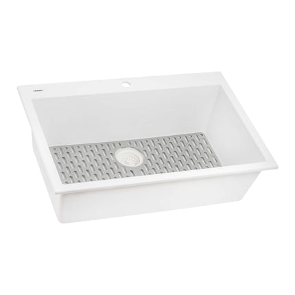 Ruvati 33 x 22 inch epiGranite Drop-in Topmount Granite Composite Single Bowl Kitchen Sink - Arctic White - RVG1080WH Ruvati
