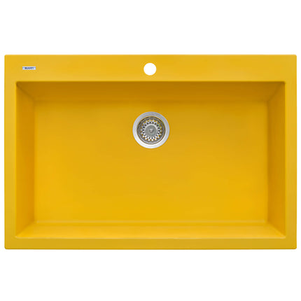 Ruvati 33 x 22 inch Granite Composite Drop-in Topmount Kitchen Sink Single Bowl - Midas Yellow - RVG1080YL Ruvati
