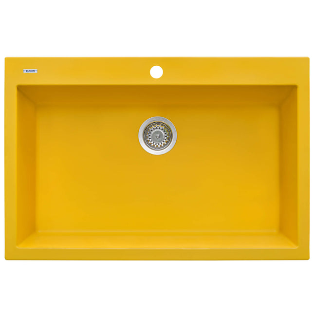 Ruvati 33 x 22 inch Granite Composite Drop-in Topmount Kitchen Sink Single Bowl - Midas Yellow - RVG1080YL Ruvati