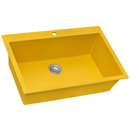 Ruvati 33 x 22 inch Granite Composite Drop-in Topmount Kitchen Sink Single Bowl - Midas Yellow - RVG1080YL Ruvati