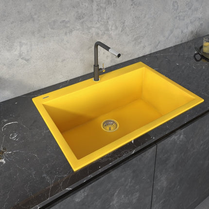Ruvati 33 x 22 inch Granite Composite Drop-in Topmount Kitchen Sink Single Bowl - Midas Yellow - RVG1080YL Ruvati