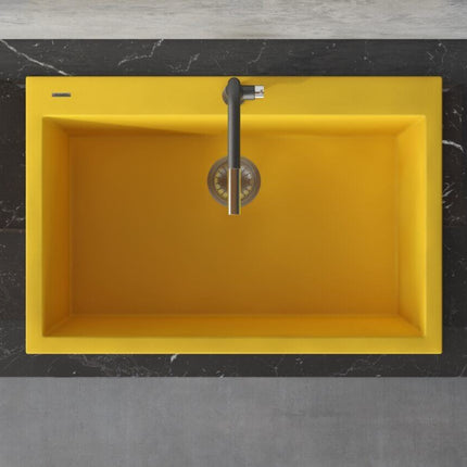 Ruvati 33 x 22 inch Granite Composite Drop-in Topmount Kitchen Sink Single Bowl - Midas Yellow - RVG1080YL Ruvati