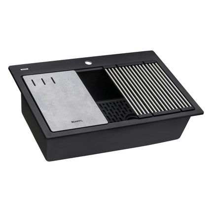 Ruvati 33-inch Granite Composite Workstation Matte Black Drop-in Topmount Kitchen Sink - RVG1302BK Ruvati