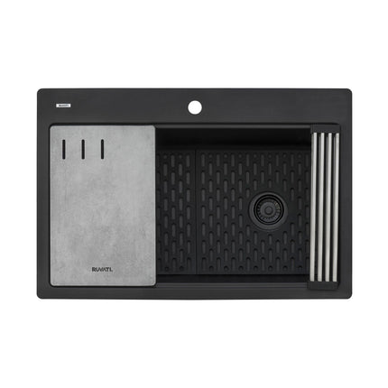 Ruvati 33-inch Granite Composite Workstation Matte Black Drop-in Topmount Kitchen Sink - RVG1302BK Ruvati