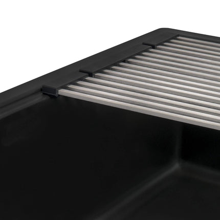 Ruvati 33-inch Granite Composite Workstation Matte Black Drop-in Topmount Kitchen Sink - RVG1302BK Ruvati