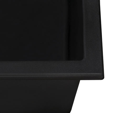 Ruvati 34 x 20 inch epiGranite Dual-Mount Granite Composite Double Bowl Kitchen Sink - Midnight Black - RVG1319BK Ruvati