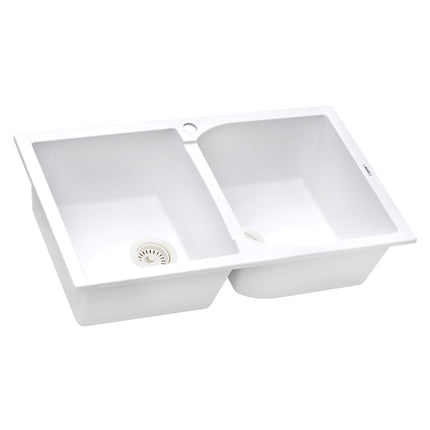 Ruvati 34 x 20 inch epiGranite Dual-Mount Granite Composite Double Bowl Kitchen Sink - Arctic White - RVG1319WH Ruvati