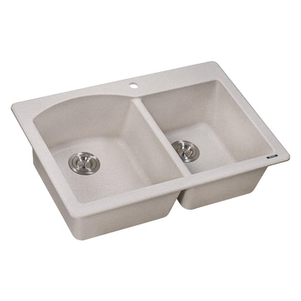 Ruvati 33 x 22 inch epiGranite Dual-Mount Granite Composite Double Bowl Kitchen Sink - Caribbean Sand - RVG1344CS Ruvati