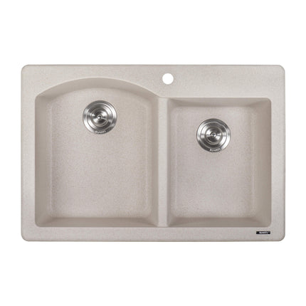 Ruvati 33 x 22 inch epiGranite Dual-Mount Granite Composite Double Bowl Kitchen Sink - Caribbean Sand - RVG1344CS Ruvati
