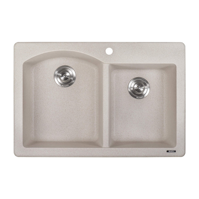 Ruvati 33 x 22 inch epiGranite Dual-Mount Granite Composite Double Bowl Kitchen Sink - Caribbean Sand - RVG1344CS Ruvati