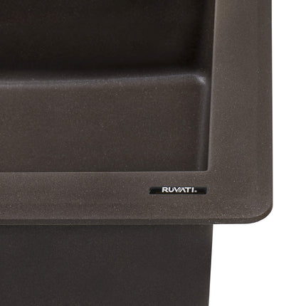 Ruvati 33 x 22 inch epiGranite Dual-Mount Granite Composite Double Bowl Kitchen Sink - Espresso Brown - RVG1344ES Ruvati