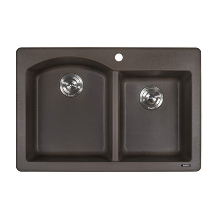 Ruvati 33 x 22 inch epiGranite Dual-Mount Granite Composite Double Bowl Kitchen Sink - Espresso Brown - RVG1344ES Ruvati