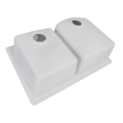 Ruvati 33 x 22 inch epiGranite Dual-Mount Granite Composite Double Bowl Kitchen Sink - Arctic White - RVG1344WH Ruvati
