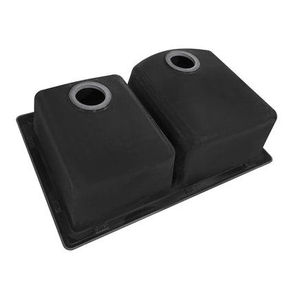 Ruvati 33 x 22 inch epiGranite Drop-in Topmount Granite Composite Double Bowl Kitchen Sink - Midnight Black - RVG1345BK Ruvati