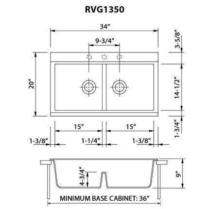 Ruvati 34 inch epiGranite Topmount Workstation Ledge Granite Composite Kitchen Sink - Arctic White - RVG1350WH Ruvati