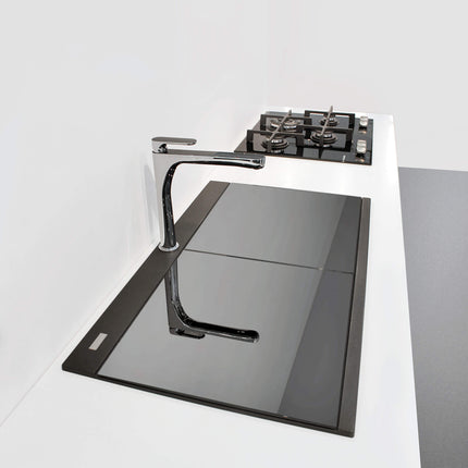 Ruvati 34 inch epiGranite Topmount Workstation Ledge Granite Composite Kitchen Sink - Midnight Black - RVG1350BK Ruvati