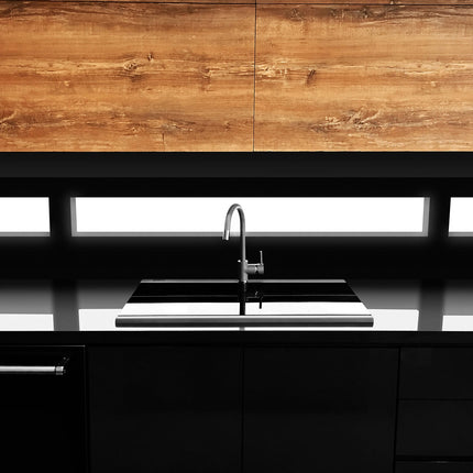 Ruvati 34 inch epiGranite Topmount Workstation Ledge Granite Composite Kitchen Sink - Midnight Black - RVG1350BK Ruvati