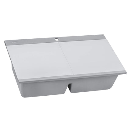 Ruvati 34 inch epiGranite Topmount Workstation Ledge Granite Composite Kitchen Sink - Silver Gray - RVG1350GR Ruvati