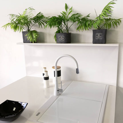Ruvati 34 inch epiGranite Topmount Workstation Ledge Granite Composite Kitchen Sink - Arctic White - RVG1350WH Ruvati