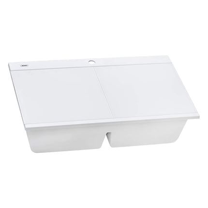 Ruvati 34 inch epiGranite Topmount Workstation Ledge Granite Composite Kitchen Sink - Arctic White - RVG1350WH Ruvati