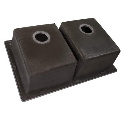 Ruvati 33 x 22 inch epiGranite Dual-Mount Granite Composite Double Bowl Kitchen Sink - Espresso Brown - RVG1338ES Ruvati