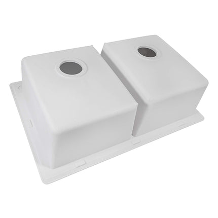 Ruvati 33 x 22 inch epiGranite Dual-Mount Granite Composite Double Bowl Kitchen Sink - Arctic White - RVG1338WH Ruvati