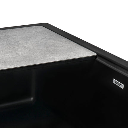 Ruvati 33-inch Matte Black Granite Farmhouse Workstation Apron-front Composite Kitchen Sink - RVG1533BK Ruvati