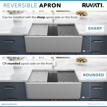 Ruvati 33-inch Matte Gray Granite Farmhouse Workstation Apron-front Composite Kitchen Sink - RVG1533GR Ruvati