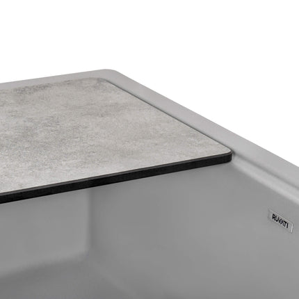 Ruvati 33-inch Matte Gray Granite Farmhouse Workstation Apron-front Composite Kitchen Sink - RVG1533GR Ruvati