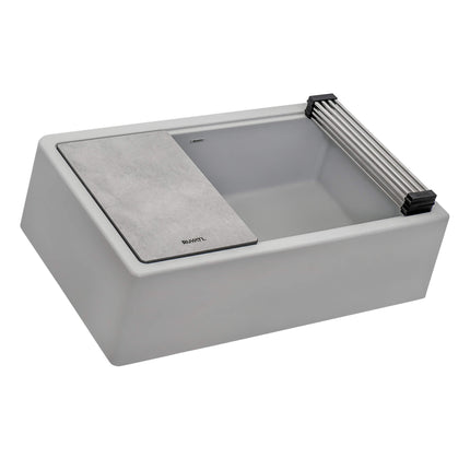 Ruvati 33-inch Matte Gray Granite Farmhouse Workstation Apron-front Composite Kitchen Sink - RVG1533GR Ruvati