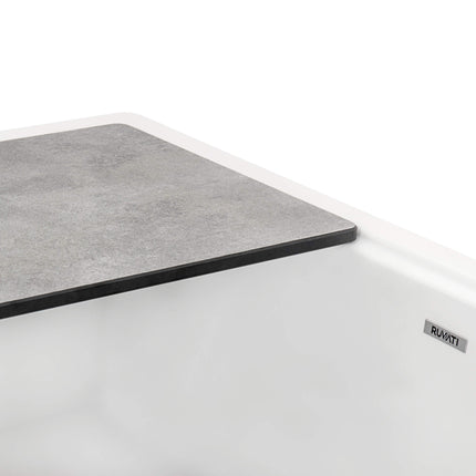 Ruvati 33-inch Matte White Granite Farmhouse Workstation Apron-front Composite Kitchen Sink - RVG1533WH Ruvati