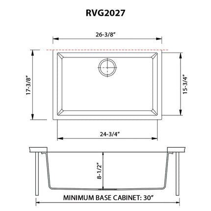 Ruvati 27 x 18 inch Granite Composite Undermount Single Bowl Kitchen Sink - Arctic White - RVG2027WH Ruvati