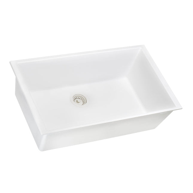 Ruvati 27 x 18 inch Granite Composite Undermount Single Bowl Kitchen Sink - Arctic White - RVG2027WH Ruvati
