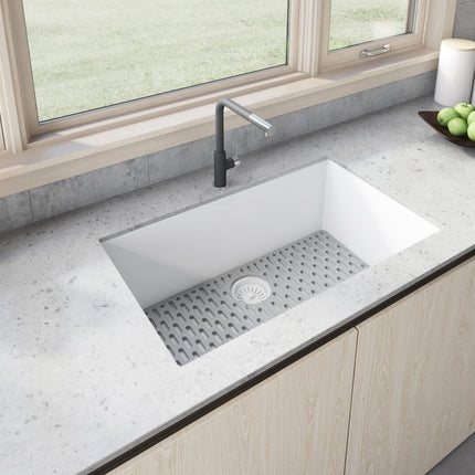 Ruvati 30 x 18 inch Granite Composite Undermount Single Bowl Kitchen Sink - Arctic White - RVG2030WH Ruvati