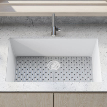 Ruvati 30 x 18 inch Granite Composite Undermount Single Bowl Kitchen Sink - Arctic White - RVG2030WH Ruvati