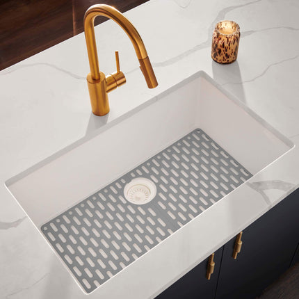 Ruvati 30 x 18 inch Granite Composite Undermount Single Bowl Kitchen Sink - Arctic White - RVG2030WH Ruvati