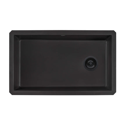 Ruvati 32 x 19 inch epiGranite Undermount Granite Composite Single Bowl Kitchen Sink - Midnight Black - RVG2033BK Ruvati