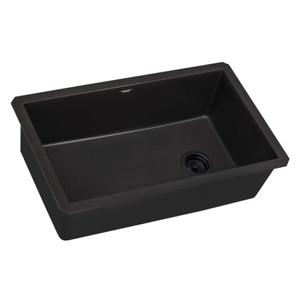 Ruvati 32 x 19 inch epiGranite Undermount Granite Composite Single Bowl Kitchen Sink - Midnight Black - RVG2033BK Ruvati