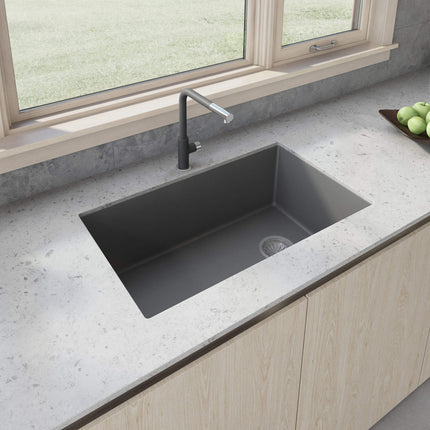 Ruvati 32 x 19 inch epiGranite Undermount Granite Composite Single Bowl Kitchen Sink - Urban Gray - RVG2033GR Ruvati