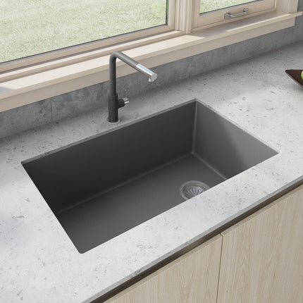 Ruvati 32 x 19 inch epiGranite Undermount Granite Composite Single Bowl Kitchen Sink - Urban Gray - RVG2033GR Ruvati