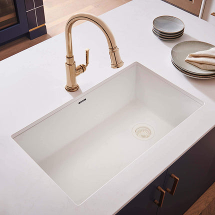 Ruvati 32 x 19 inch epiGranite Undermount Granite Composite Single Bowl Kitchen Sink - Arctic White - RVG2033WH Ruvati