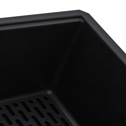 Ruvati 33 x 19 inch Granite Composite Undermount Single Bowl Kitchen Sink - Midnight Black - RVG2080BK Ruvati