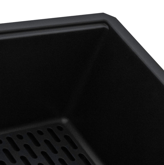 Ruvati 33 x 19 inch Granite Composite Undermount Single Bowl Kitchen Sink - Midnight Black - RVG2080BK Ruvati